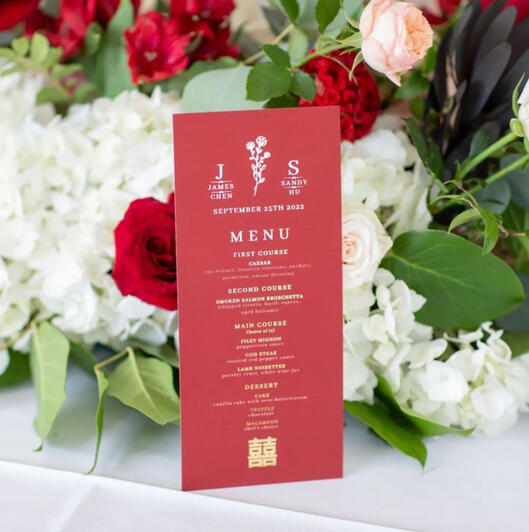 Gold Foil Wedding Menu